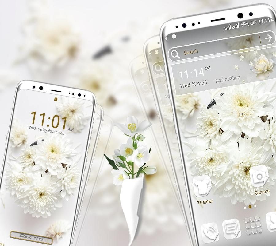 White Flower Launcher Theme